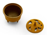 Japanisches Räuchergefäß Sakura, Gusseisen Gelb 5 Japanisches Räuchergefäß Sakura, Gusseisen Gelb – Bild 3