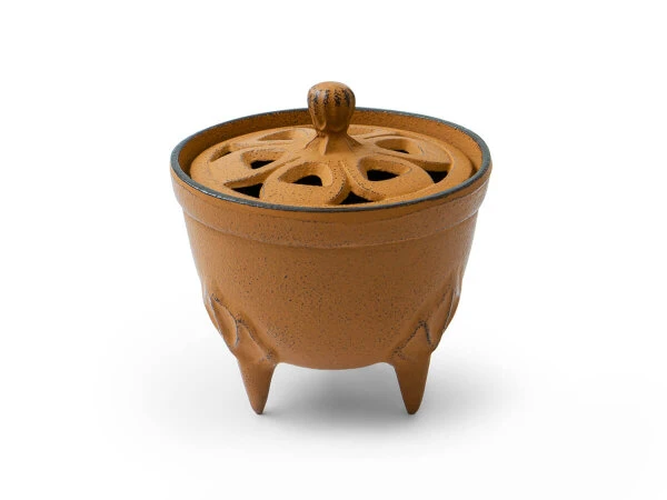 Japanisches Räuchergefäß Sakura, Gusseisen Orange 7 Japanisches Räuchergefäß Sakura, Gusseisen Orange – Bild 5
