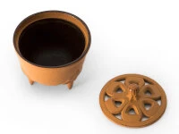 Japanisches Räuchergefäß Sakura, Gusseisen Orange 5 Japanisches Räuchergefäß Sakura, Gusseisen Orange – Bild 3